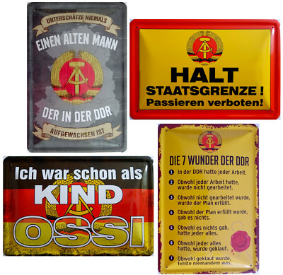 Blechschild Schild 20x30cm Wunder der DDR Staatsgrenze Alter Mann Kind Ossi 