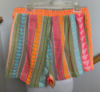 DEVOTION TWINS-GREECE-NEON ORANGE/PINK/MULTI-GEOMETRIC-ELASTIC