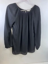 Max Studio Long Sleeve Tunic Blouse Top, Black Women's Sz M