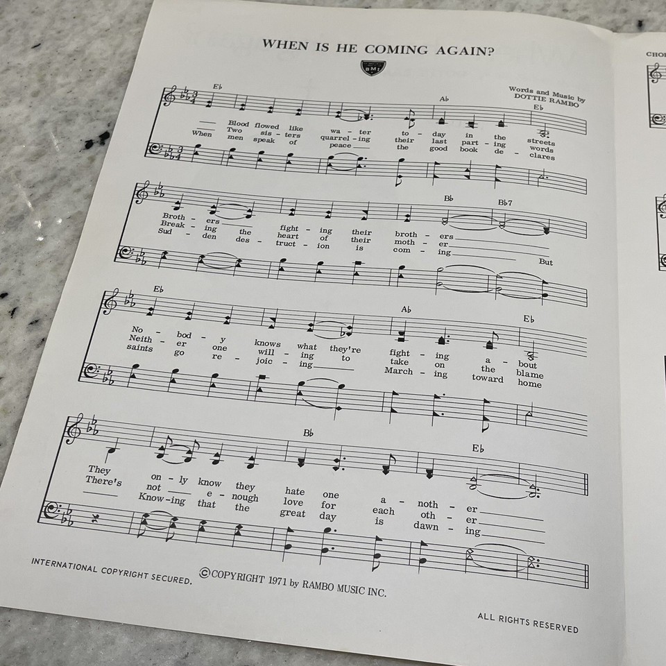 When Is He Coming Again? Piano Sheet Music Vintage 1971 Dottie Rambo ...