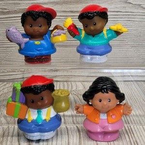 Fisher Price Little People African American Black Baseball Cap Painter Fish Lot