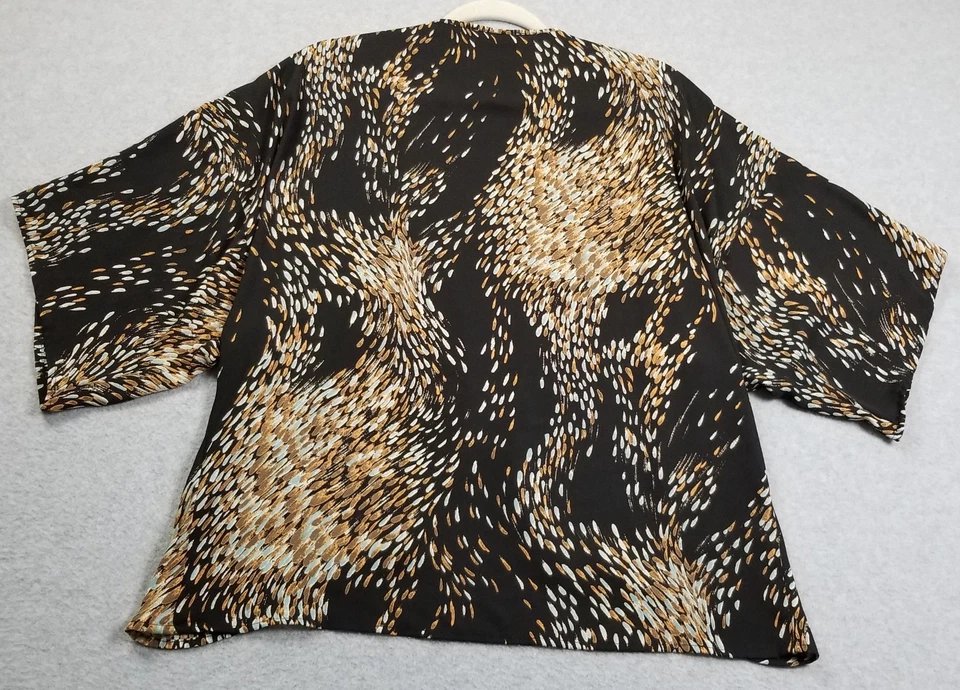 Top Kimono Veronica M Para Mujer Pequeño Abstracto Manga Corta Frente Abierto Boho Informal Foto 4 de 4