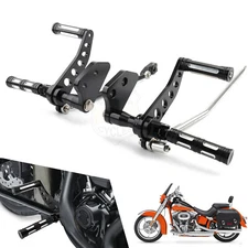 Black Forward Control Foot Pegs Kit For Harley Dyna Super Glide 00-15 Street Bob