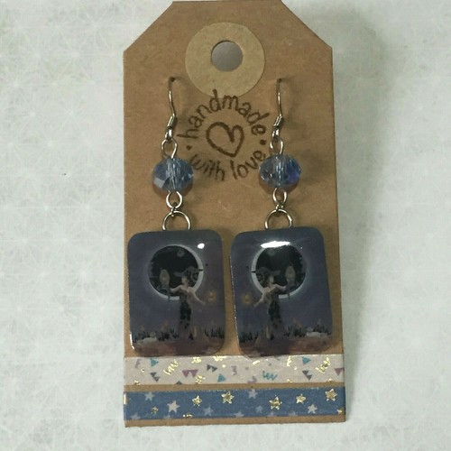 Ohrhänger Hexe und Eule Allergiker, Witch and owl pendant earrings - Bild 1 von 3