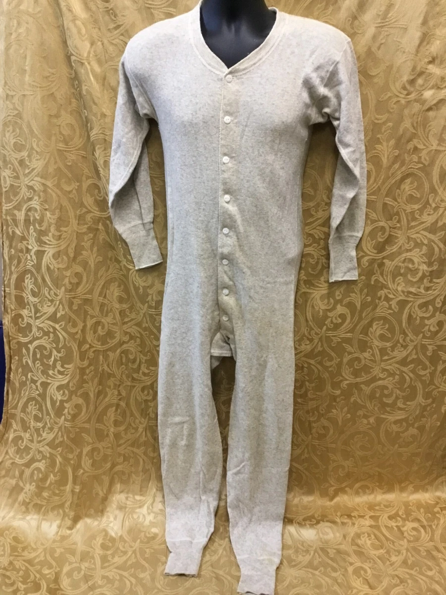 Vintage wool UNION SUIT Faith LONG JOHNS one piece M-L clean rear