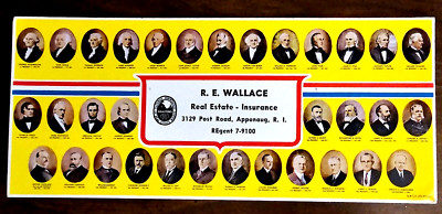 R. E. WALLACE REAL ESTATE INSURANCE Apponaug, Rhode Island - Vintage Ink Blotter