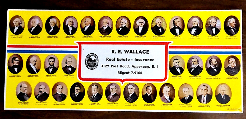 R. E. WALLACE REAL ESTATE INSURANCE Apponaug, Rhode Island - Vintage Ink Blotter