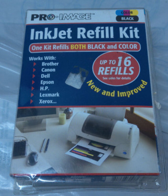 Pro Image InkJet Refill Kit BLACK  and Color Up To 16 Refills UR200SC