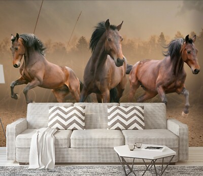 3D Red Horse ZHU320 Animal Wallpaper Wall Mural Removable Self-adhesive Zoe