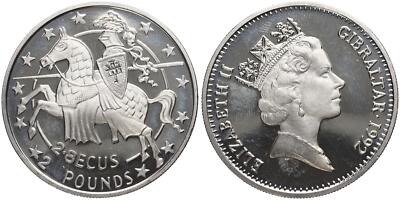 Großbritannien - Gibraltar 2,8 ECUS, 12 Pounds 1992 - Ritter - KM# 293