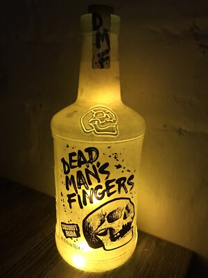 EMPTY Dead Mans Fingers Coconut/Mango Rum Bottle with lights