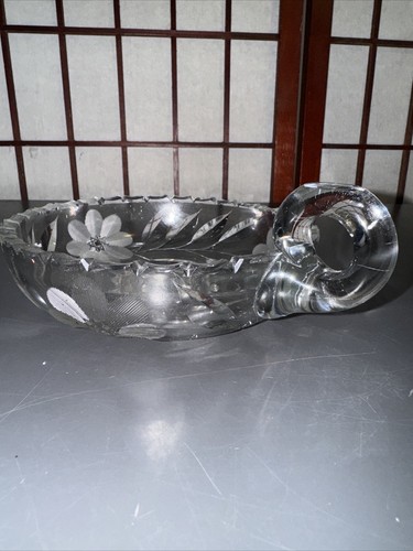 Vintage American Brilliant Style Cut Glass ABP Nappy Candy NUT Dish with Handle - Picture 19 of 21