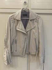 Giacca bomber biker pelle blu Rock N zip tg 38 -10 Italia