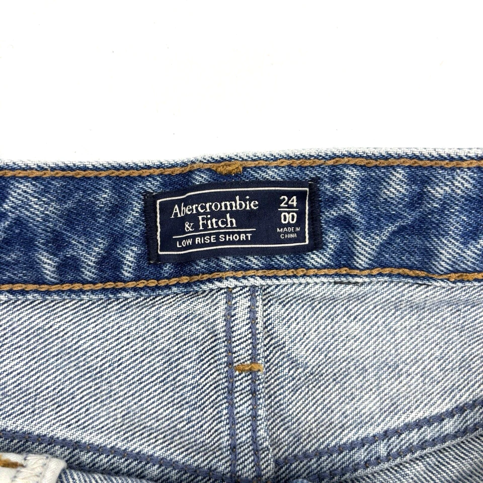 Vintage Y2K Abercrombie & Fitch Low Rise Cut Off Distressed Denim Shorts 00 26" - Image 2 of 4