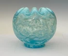 Fenton Light Blue Daisy and Fern Pattern Rose Bowl