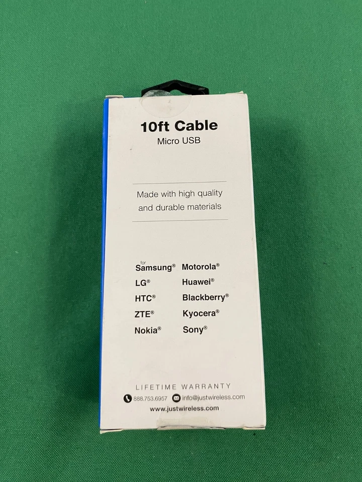 Just Wireless 10'Length Micro USB cable for Samsung/LG/HTC/Huawei. - Image 2 of 2