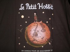 TeeFury Hobbit YOUTH XLARGE "Le Petit Hobbit" Frodo Little Prince Mash Up BROWN
