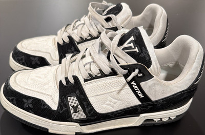 Louis Vuitton LV Trainer Men's Low-Top Lace-Up Sneakers White/Black Monogram