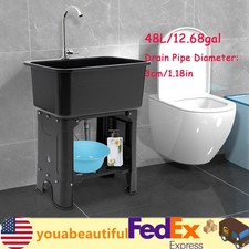 New Modern Utility Sink With Faucet Freestanding Utility Sink with Storage Shelf