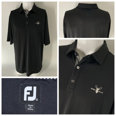 FootJoy Golf Polo Shirt Men s XL Black Poly Stretch Boone Valley GC YGI O5-129