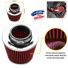 76MM AIR OIL CRANK CASE BREATHER FILTER FITS MOST VEHICLES RED & CHROME ROUND