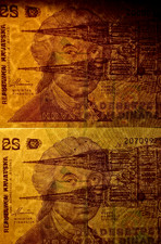 2 WATERMARKS SET CROATIA 25 Dinara 1991 UNC NOTES Correct P19a, &  Inverted P19b