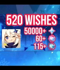 520+ Wishes/Rolls | 50000+ Primogems | Genshi...