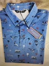 Travis Mathew Men's Comfort Knit Festival Polo Shirt, Blue, XLarge