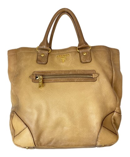 PRADA BN1854 2-Way Leather Shoulder Tote Bag Brown Used