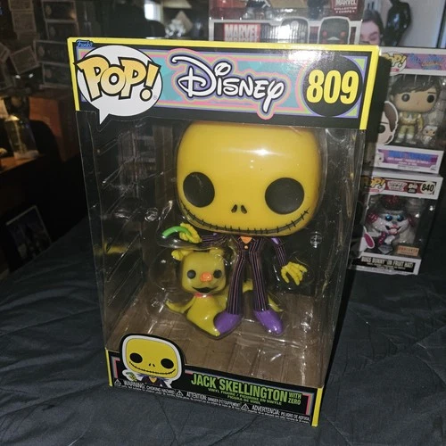 Funko Pop Disney NBC 809 Jack Skellington With Zero 10" Figure Black Light Vault