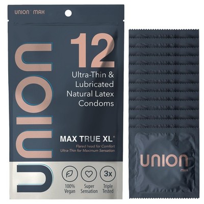 UNION MAX Condoms - 12 Count - True XL - Generous Fit - Ultra-Thin, Lightly Lubr