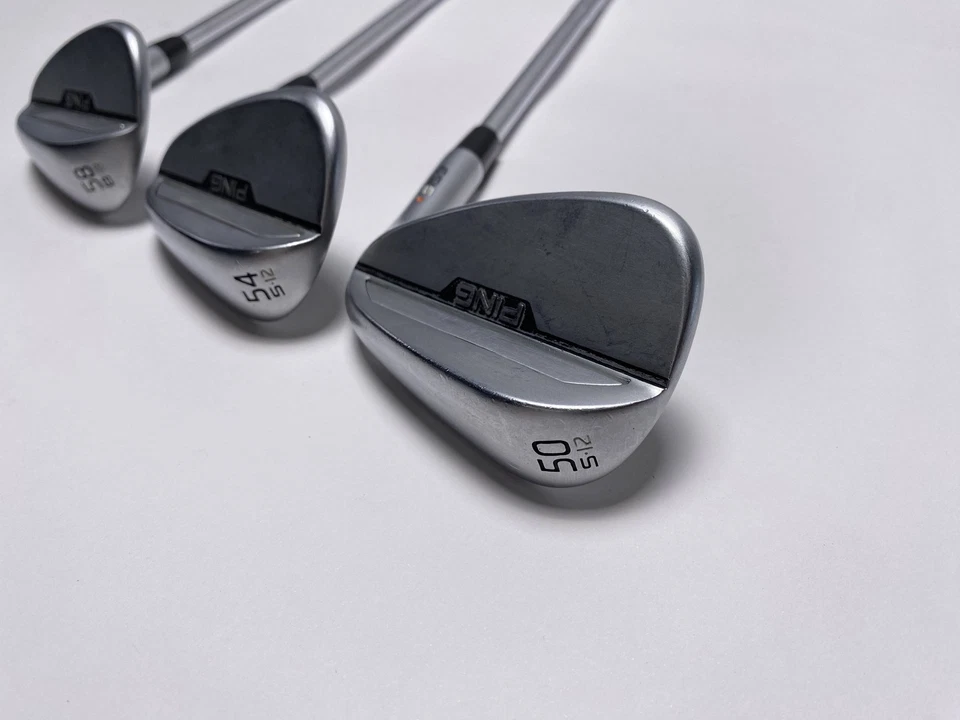 Ping s159 Chrome Wedge Set 50* 12 54* 12 58* 8 Orange Dot 2* Flat KBS Mens RH - Image 3 of 4