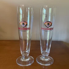 Vtg Pair Ingobrau Ingolstadt German Pilsner beer glass 9” Rastal 0.3 L