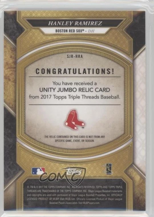 2017 Topps Triple Threads Single Jumbo Relics Silver /27 Hanley Ramirez #SJR-HRA - Image 2 of 2