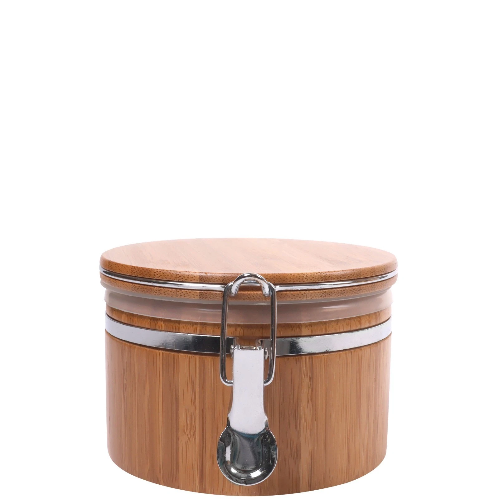 Hinged Cylindrical Bamboo Container - 3.5" x 5.25" - Carbonized Brown