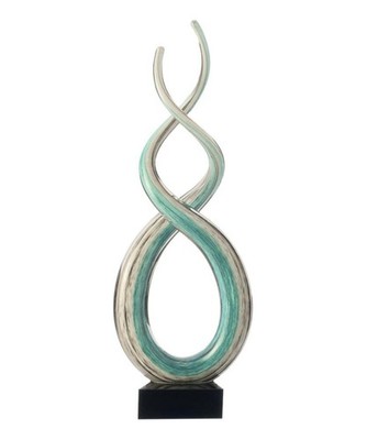 Leonardo Rotate Skulptur H 38,5 x B 13 x T 8cm weiß türkis Figur auf Sockel