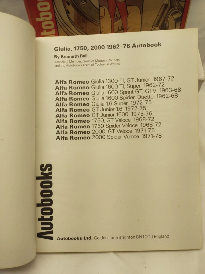Autolibros #724 Manual de taller ALFA ROMEO GIULIA 1300 1600 1750 2000 1962-78 Foto 4 de 4