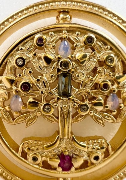 Alternate view of Genuine Gemstone 14k Gold Solid 925 Tree Life "spinner" Necklace Real