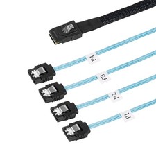 2 PCS Mini SAS To SATA Cable 36 Pin SFF8087 To 4 SATA 7 Pin 0.5M/1.6 FT Cord
