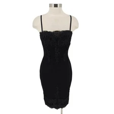 Haute Monde Sheath Dress Black Lace Sleeveless Bodycon Zip NWT Womens Large