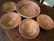 Vintage Snow River Wood Products Salad Bowl Set 5 Pc New Made In USA MCM