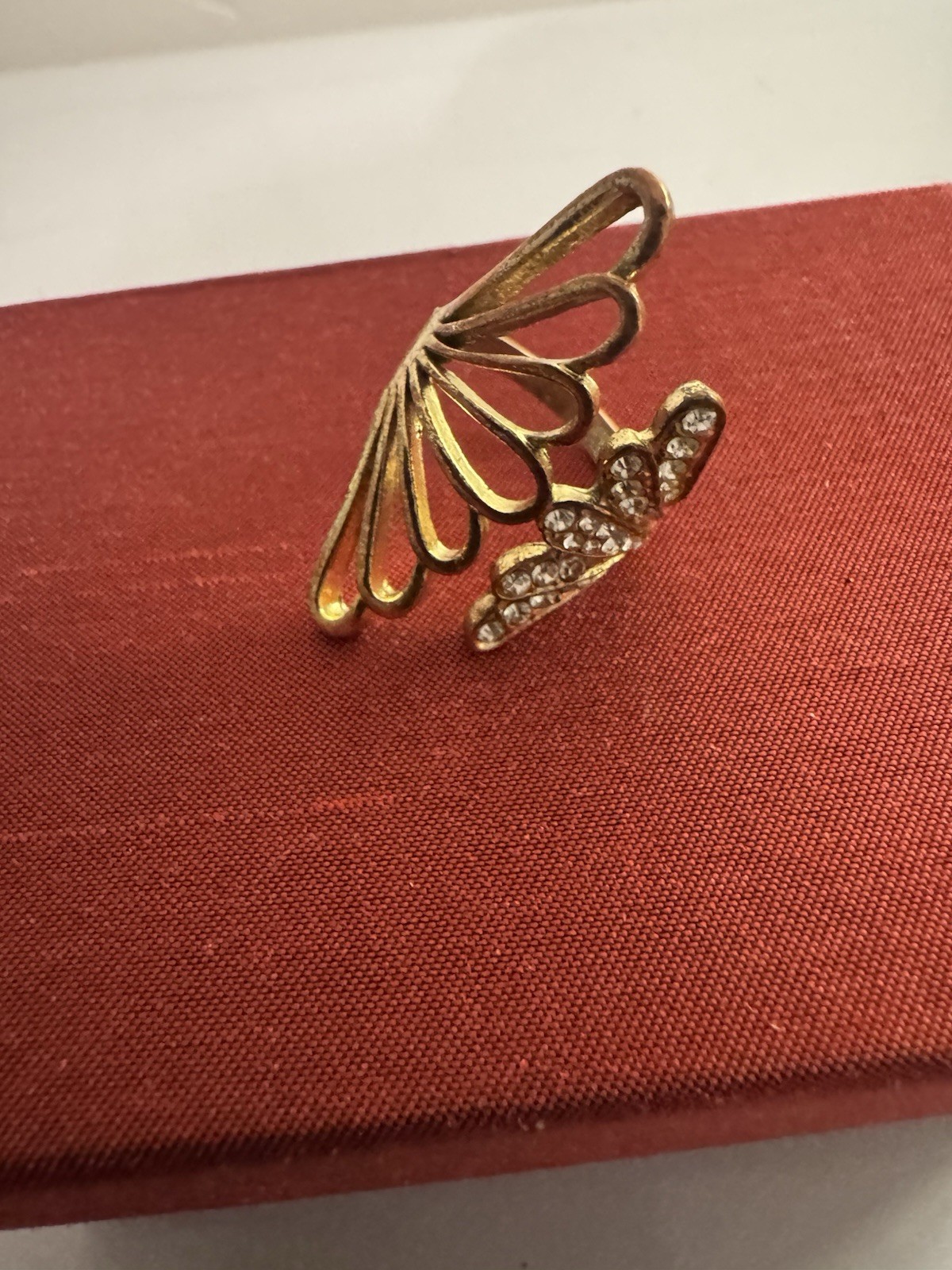 Gold Butterfly Adjustable Statement Ring with Cle… - image 4