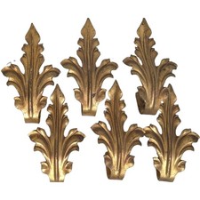 Vtg 9" Stunning Set of 6 Authentic MCM Hi-Lite Brass Acanthus Leaf Hooks