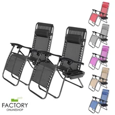 2X Zero Gravity Chairs Folding Recliner Outdoor Beach Patio Lounge w/Cup Holder