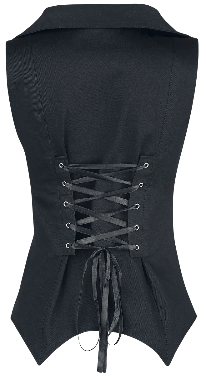 Gothicana by EMP Damen schwarze Weste mit Reverskragen
