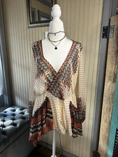 Free People Women’s Sheer Boho Print Mini Dress XS NWT $128