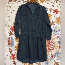 Gloria Vanderbilt M Washed Black RollTab Shirt Dress Midwest Cowgirl Spring