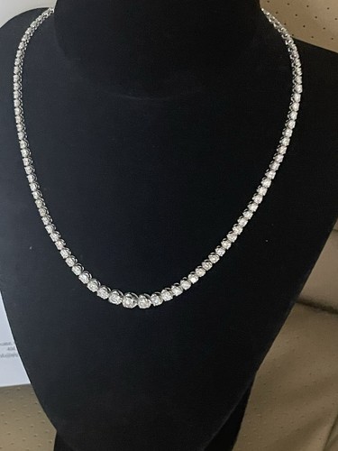 Diamond Round Platinum Necklace - Picture 1 of 5