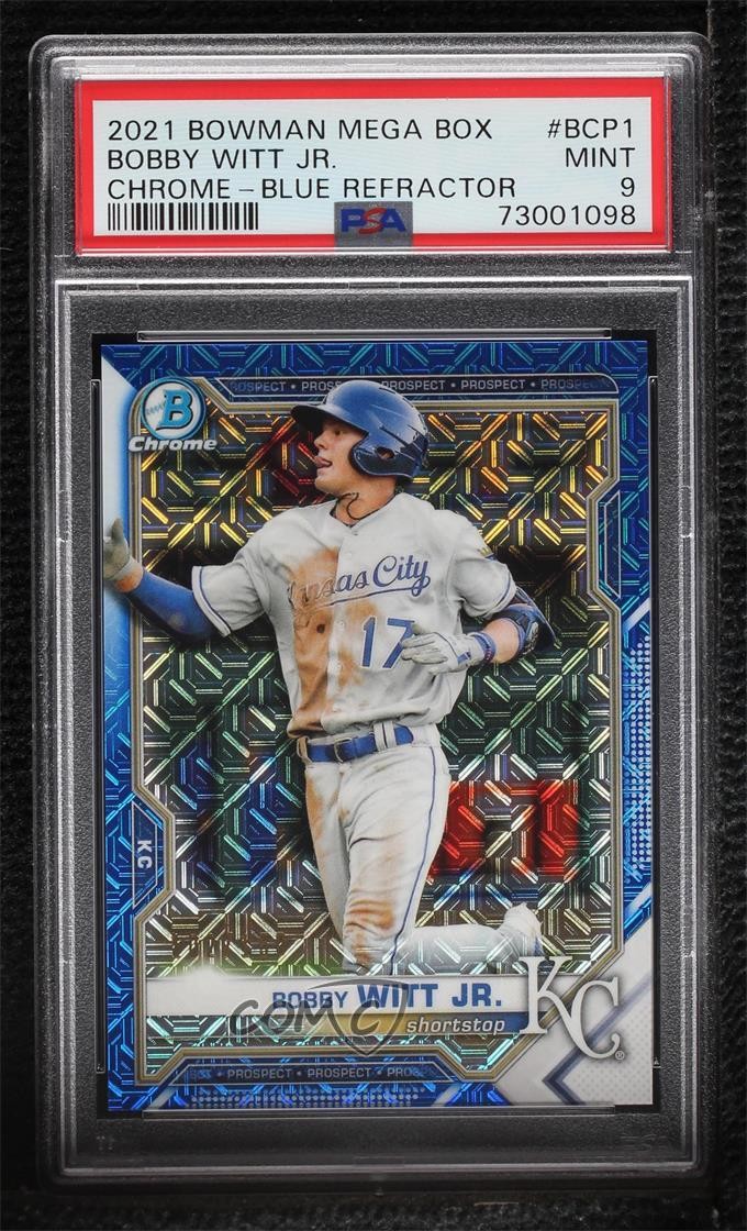 2021 Bowman Mega Box Blue Mojo Refractor 102/150 Bobby Witt Jr PSA 9 MINT 2l4