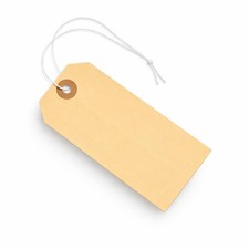 Tags with Elastic String Attached - 5, 4 3/4" x 2 3/8" Box of 100 Manila Pap...